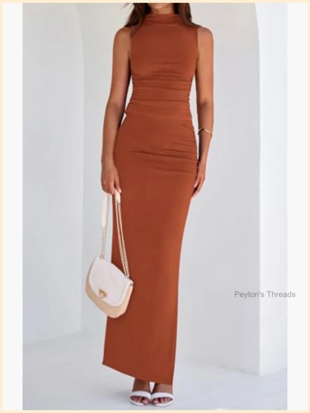 Two Piece Knit Skirt Set Mock Neck Sleeveless Top Maxi Skirt Bodycon Going Out
